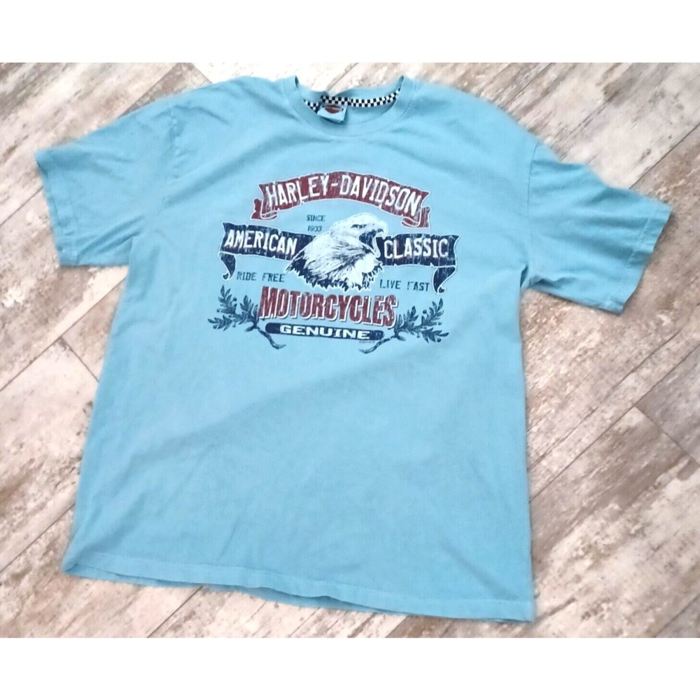 Harley Davidson Motorcycle Biker Tee T Shirt Blue Hillbilly Gatlinburg TN XL USA